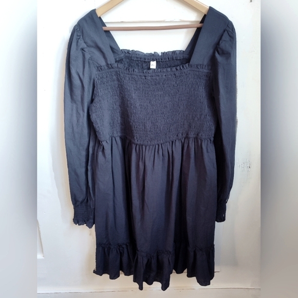 Zexxxy Dresses & Skirts - Zexxxy Women's Boho Prairie Dress | Long Sleeve | Navy Blue | Smocked | 2XL